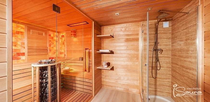 Außen Sauna Haus mit Dusche, iSauna Erlebnis Zuhause 