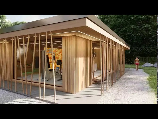 Saunen und Saunahäuser mit Whirlpool und individuellen Holz-Sonnenschutz