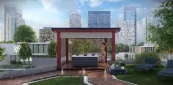 Pergola mit LED-Stimmungsbeleuchtung in Rot Pergola mit LED-Stimmungsbeleuchtung in Rot