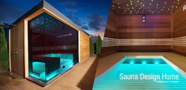 Finnische Gartensauna mit Lichttherapie, Saunahaus für Ihre Wohlbefinden