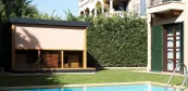 Sauna im Garten mit Pool