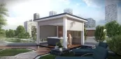 Außen-Pergola zipSCREEN mit Beschattung in weiß Villeroy & Boch mit Whirlpool Außen-Pergola zipSCREEN mit Beschattung in weiß Villeroy & Boch mit Whirlpool