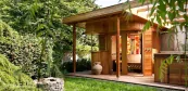 Kombinierte Gartensauna mit Bartheke
