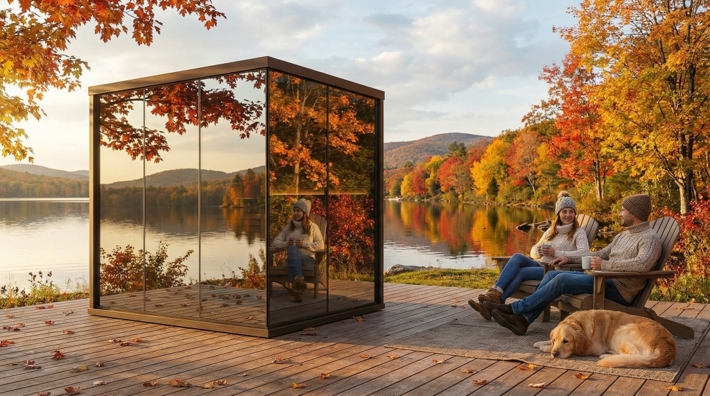 Individuelle spiegelglas sauna