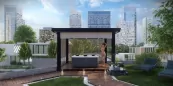 Pergola mit zipSCREEN-Schirm in schwarzem Engel Pergola mit zipSCREEN-Schirm in schwarzem Engel