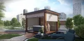 Pergola handgefertigt in natürlicher Farbe mit einzigartiger Designwand Pergola handgefertigt in natürlicher Farbe mit einzigartiger Designwand