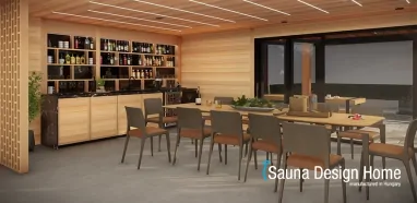 Saunahaus mit mehr Funktionen, mit Küche