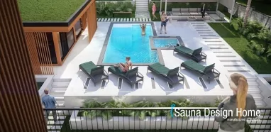 Individuelles Saunahaus und Pool Individuelles Saunahaus und Pool