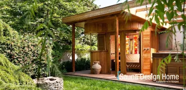 Kombinierte Gartensauna mit Bartheke