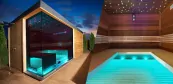 Finnische Gartensauna mit Lichttherapie, Saunahaus für Ihre Wohlbefinden
