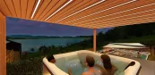 Saunahaus mit Whirlpool am Ufer