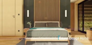 Design Wand aus Holz im Schlafzimmer Design Wand aus Holz im Schlafzimmer